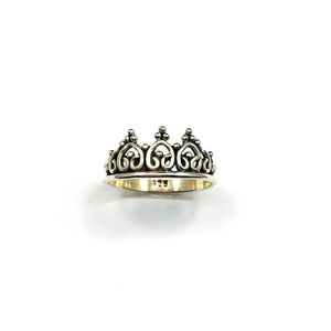 Stackable SILVER Crown Filigree Boho Ring Size 7